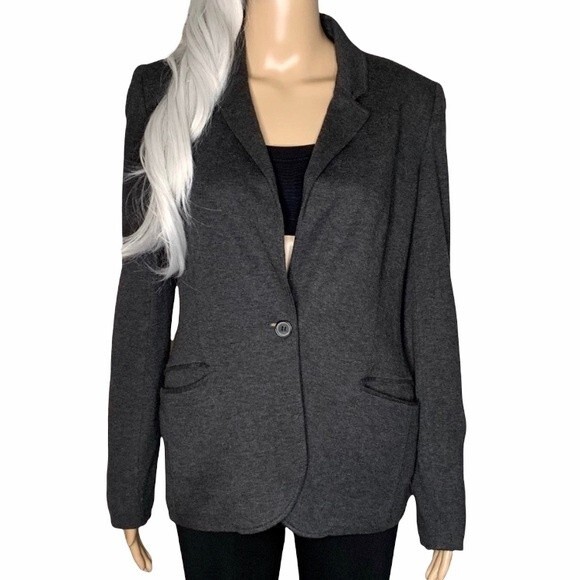 Aritzia Talula Charcoal Pima Cotton 1 Button Blazer Size Small Academia - Picture 1 of 8